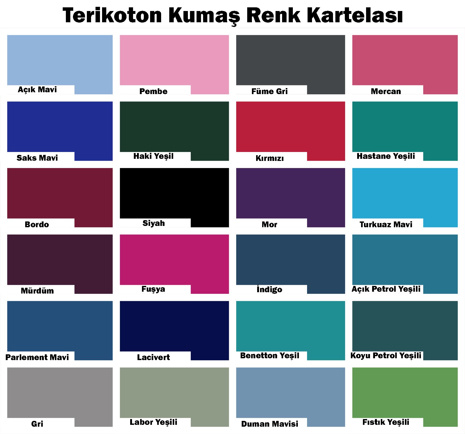 terikoton kumaş renk kartelası